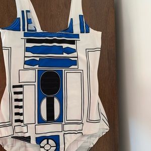 R2D2 suit. Never got it wet as the material is thin.